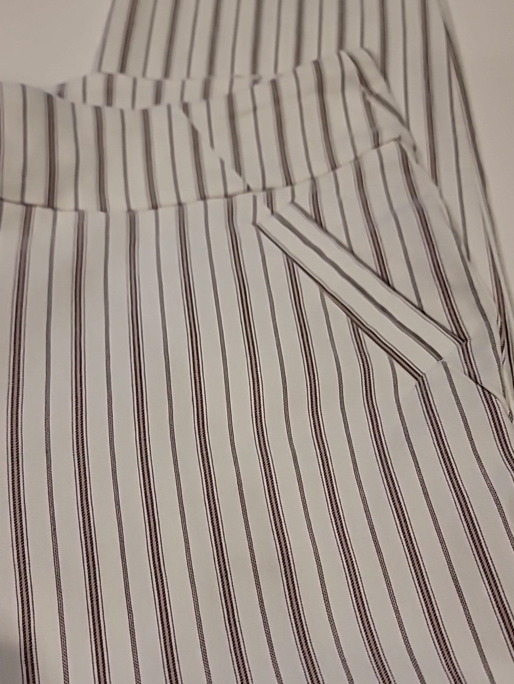 Soho Apparel White and Brown Vertical Stripe Cropped Pants - Picture 4 of 10